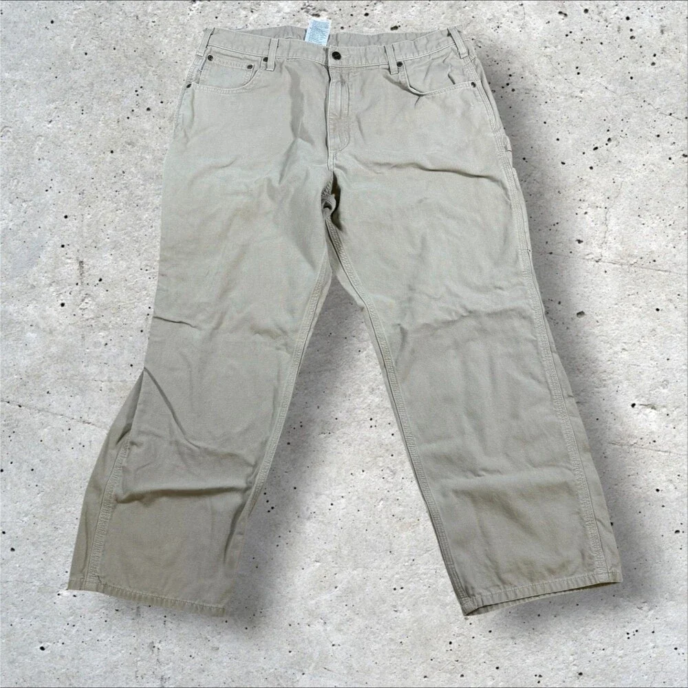 Carhartt B159 Mens Loose Fit Canvas Carpenter Pants Work Utility Khaki 40x30